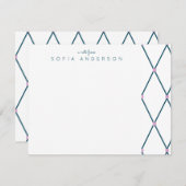 幾何学格子パタパーソナライズされたーン注記カード ノートカード (正面/裏面)