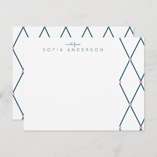 幾何学格子パタパーソナライズされたーン注記カード ノートカード (正面/裏面)