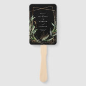 幾何学植物性ユーカリ黒プレミアム ハンドファン (正面)