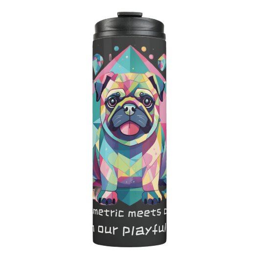 幾何学模様がパグで可愛よくはしゃぐい タンブラー (正面)