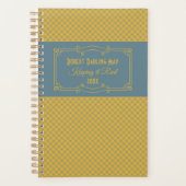 幾何学模様とアールデコブルーと黄パーソナライズされた色 プランナー手帳 (正面)