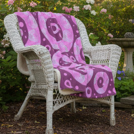 幾何学模様とドット付きピンクマルーンの円 シェルパブランケット