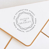 幾何学模様と丸い差出人住所結婚の セルフインキングスタンプ