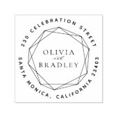 幾何学模様と丸い差出人住所結婚の セルフインキングスタンプ (デザイン)