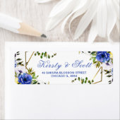 幾何学模様と水色のフローラ結婚の ラベル (インサイチュ)