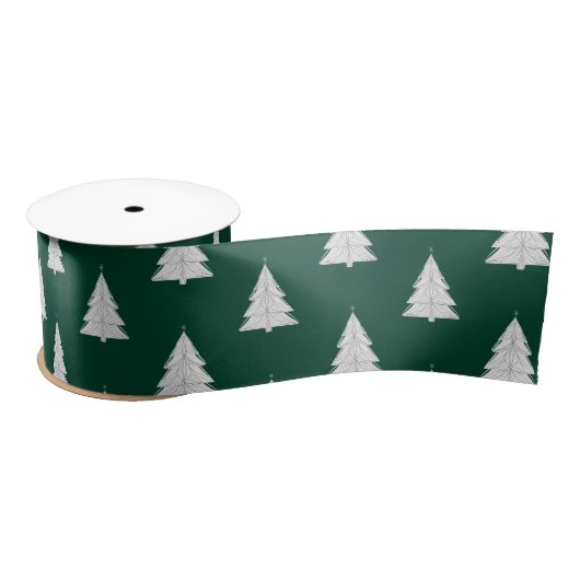 幾何学模様のあるミニマリストのラインアートクリスマスツリー サテンリボン (リール)