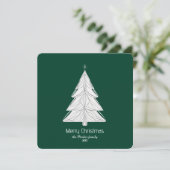 幾何学模様のあるミニマリストのラインアートクリスマスツリー サンキューカード (スタンド正面)
