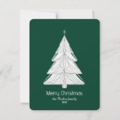 幾何学模様のあるミニマリストのラインアートクリスマスツリー シーズンカード (正面)