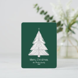 幾何学模様のあるミニマリストのラインアートクリスマスツリー シーズンカード