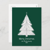 幾何学模様のあるミニマリストのラインアートクリスマスツリー シーズンポストカード (正面/裏面)