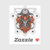 幾何学模様のある侍スカル シール (シート)