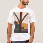 幾何学模様のある抽象的な茶色の木 Tシャツ (正面)