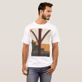 幾何学模様のある抽象的な茶色の木 Tシャツ (正面フル)
