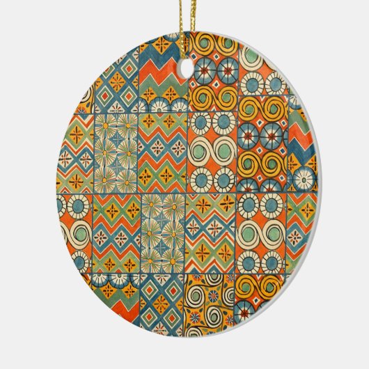 幾何学模様のエジプトのタイル セラミックオーナメント (左)