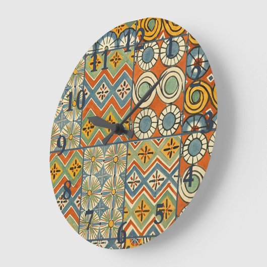幾何学模様のエジプトのタイル ラージ壁時計 (傾斜)