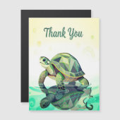 幾何学模様のカメ「ありがとう」カード – 静かな海 (正面/裏面)