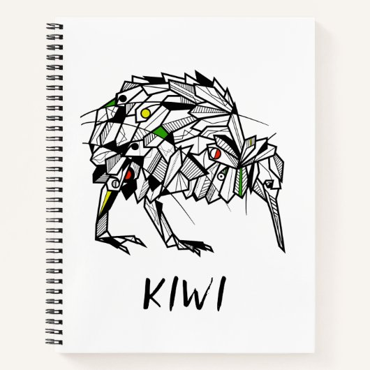 幾何学模様のキウイ ノートブック (正面)