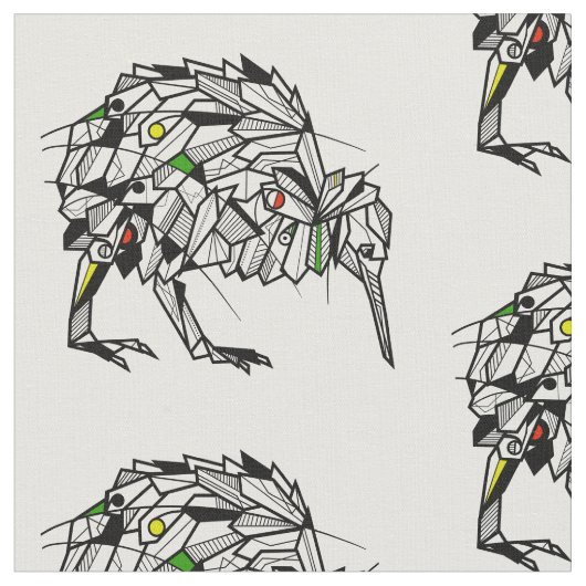 幾何学模様のキウイ ファブリック (クローズアップ)