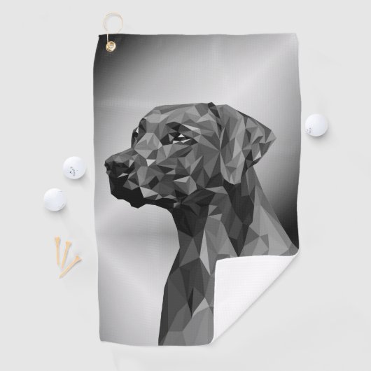 幾何学模様のグレーの犬 ゴルフタオル (インサイチュ)
