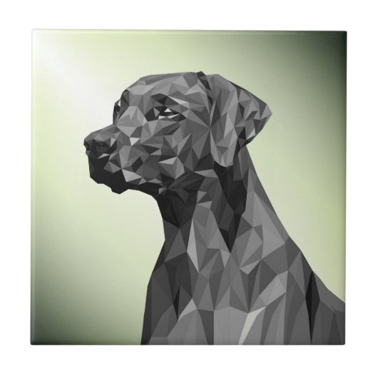 幾何学模様のグレー犬 グリーン タイル (正面)