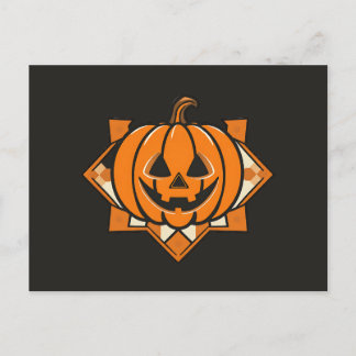幾何学模様のジャック・オ・ランタン・ハロウィン インビテーションポストカード