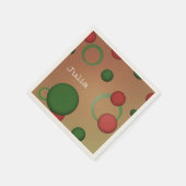 幾何学模様のドット円(ピンク色の任意の名前) スタンダードカクテルナプキン (角)