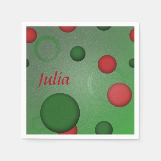 幾何学模様のドット緑の円の名前 スタンダードカクテルナプキン (正面)