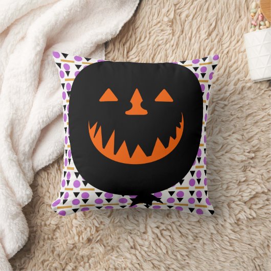幾何学模様のハロウィン スプーキー パンプキン風船 クッション (ブランケット)