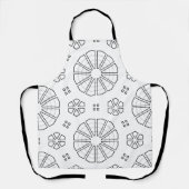 幾何学模様のパス黒と白のシンプル線のエプロン エプロン (正面)