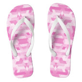 幾何学模様のピンク色の ビーチサンダル (フットベッド)