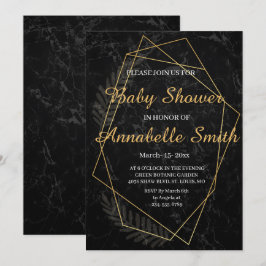 幾何学模様のフェイク大理石 ベビーシャワー 招待状