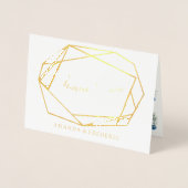 幾何学模様のフォイル青い花ありがとう結婚カード 箔カード (正面)