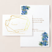 幾何学模様のフォイル青い花ありがとう結婚カード 箔カード (ディスプレー)