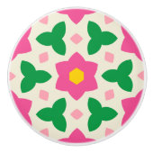 幾何学模様のフローラにホットピンクモダンの植物花 セラミックノブ (正面)