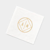 幾何学模様のホイルにモノグラムのナプキンを押した。 箔ナプキン (左)