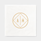 幾何学模様のホイルにモノグラムのナプキンを押した。 箔ナプキン (正面)