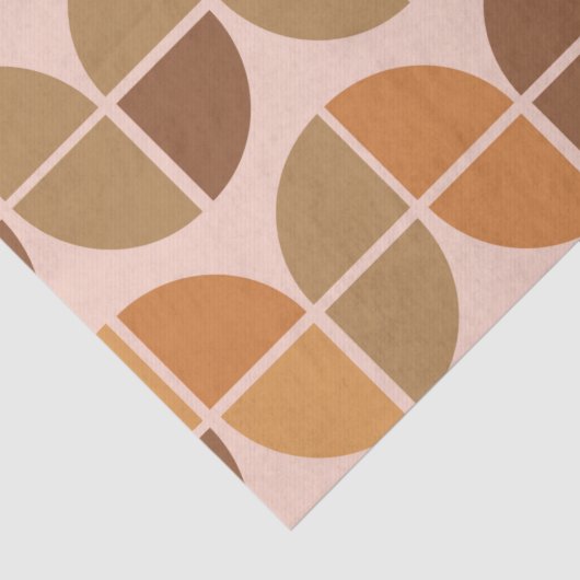 幾何学模様のモダンオレンジ色のミッドセンチュリーパターン 薄葉紙 (詳細)