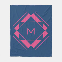 幾何学模様のモノグラムフリースブランケット フリースブランケット