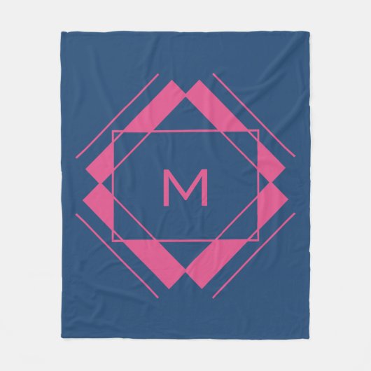 幾何学模様のモノグラムフリースブランケット フリースブランケット (正面)