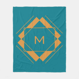 幾何学模様のモノグラムフリースブランケット フリースブランケット