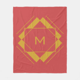幾何学模様のモノグラムフリースブランケット フリースブランケット