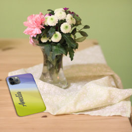 幾何学模様のラベンダーブルーと名前 iPhone 11 PROケース