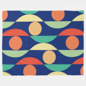 幾何学模様のレトロカラー70s フリースブランケット (正面(横))