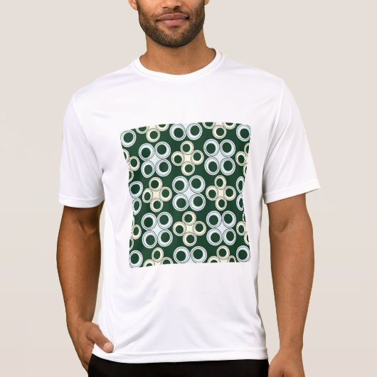 幾何学模様のレトロサークル柄 Tシャツ (正面)