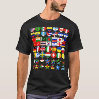 幾何学模様の世界の国の国旗 Tシャツ