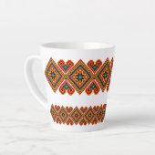 幾何学模様の刺繍風デザイン カフェラテマグ (左アングル)