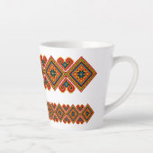 幾何学模様の刺繍風デザイン カフェラテマグ (右)