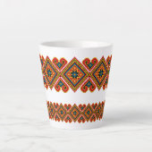 幾何学模様の刺繍風デザイン カフェラテマグ (正面)