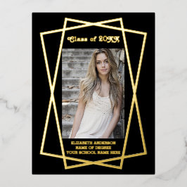 幾何学模様の卒業発表 箔招待状ポストカード