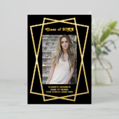 幾何学模様の卒業発表 箔招待状 (立ち正面)